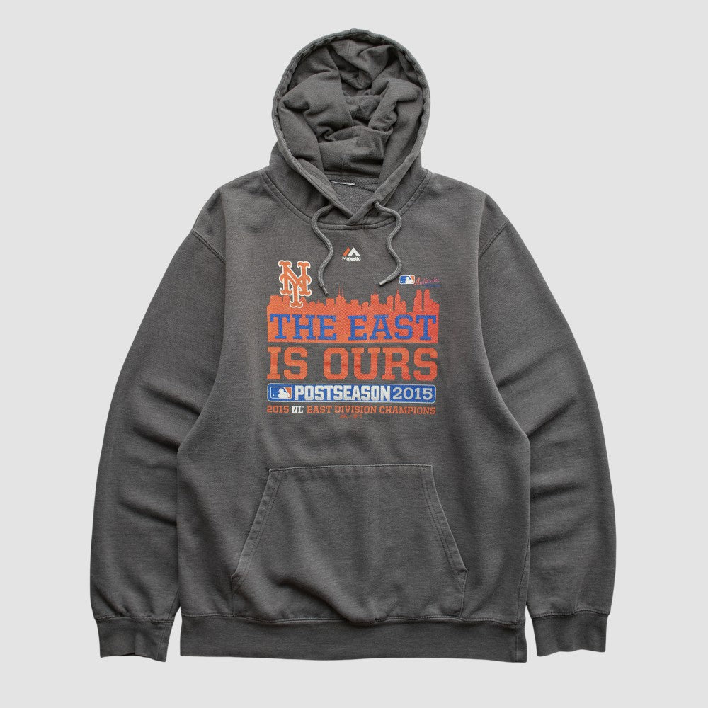 New York Mets Majestic 2015 Hooded Pullover Sweatshirt - Charcoal Vintage