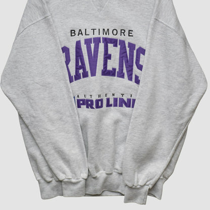 Baltimore Ravens Russell 90s Sweatshirt - Heather Gray Vintage discount
