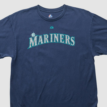 Seattle Mariners Majestic 2000s T-shirt - Navy Vintage