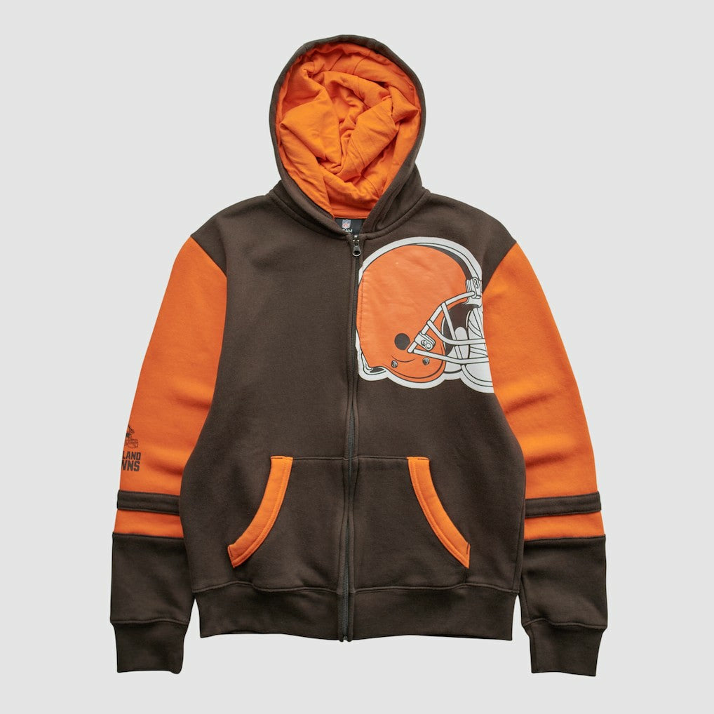 Cleveland Browns NFL 2010s Hooded Full Zip Sweatshirt - Brown - Yth XL Real Vintage sale