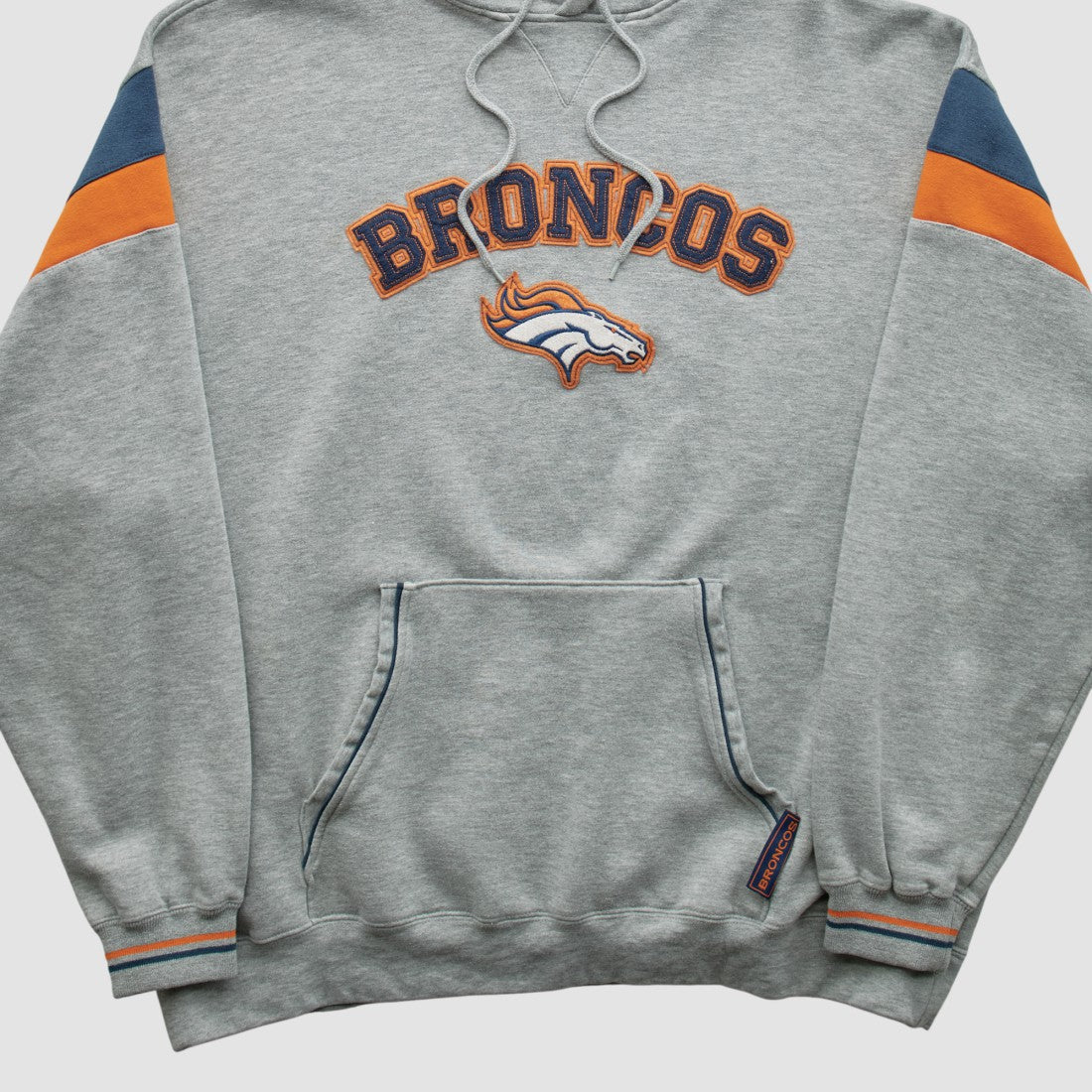 Denver Broncos NFL 2000s Hooded Pullover Sweatshirt - Heather Gray Vintage cheap