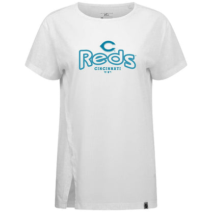 Cincinnati Reds Levelwear Women's Blue Haven Influx Cornerstone T-Shirt - White
