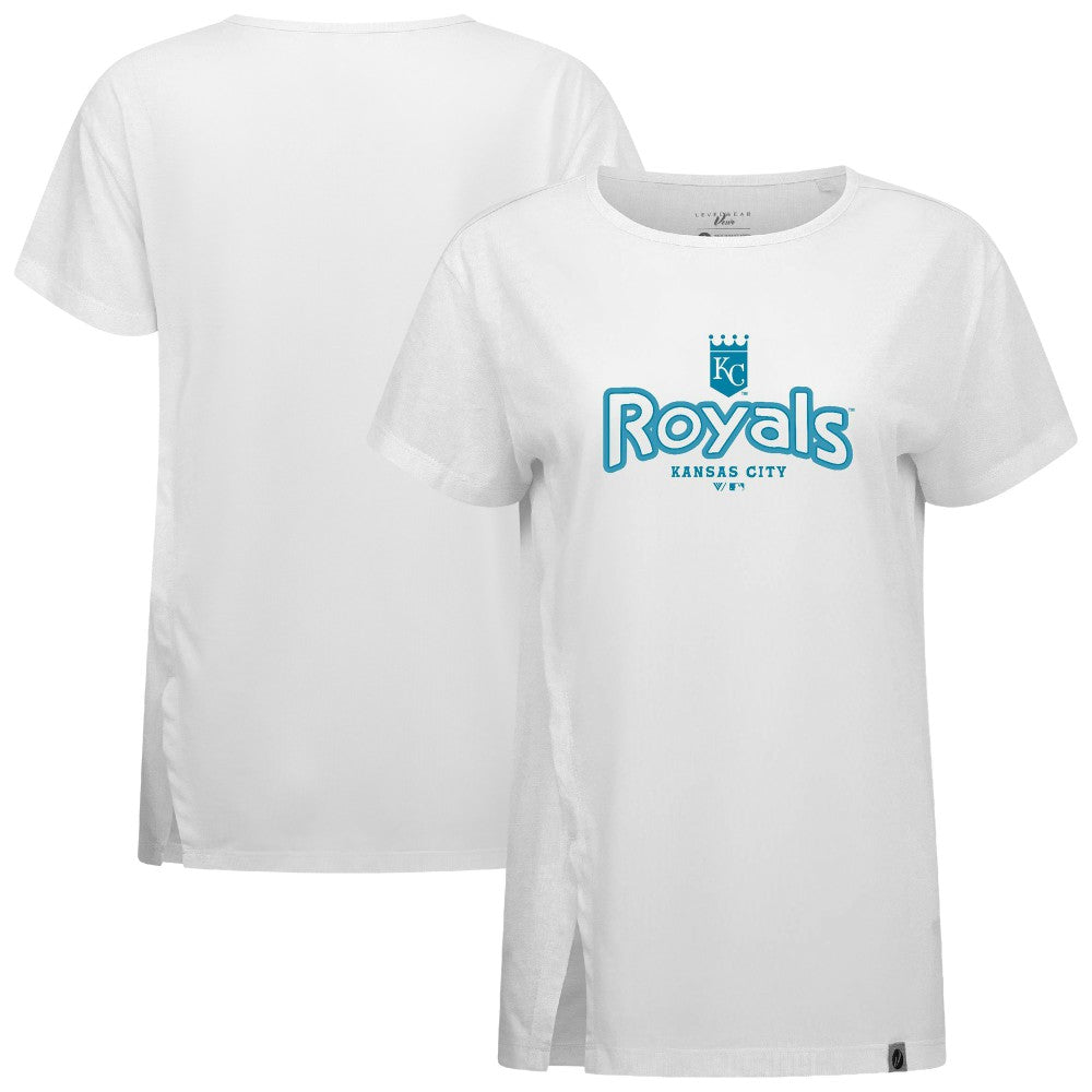 Kansas City Royals Levelwear Women's Blue Haven Influx Cornerstone T-Shirt - White