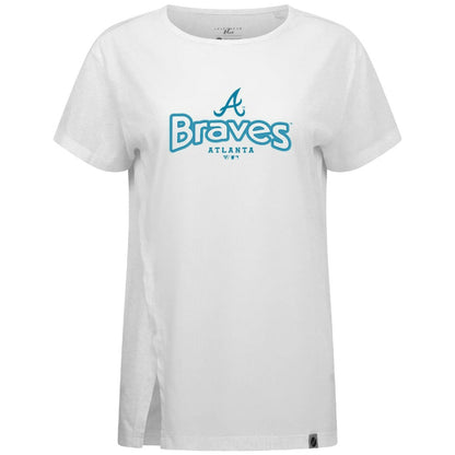 Atlanta Braves Levelwear Women's Blue Haven Influx Cornerstone T-Shirt - White