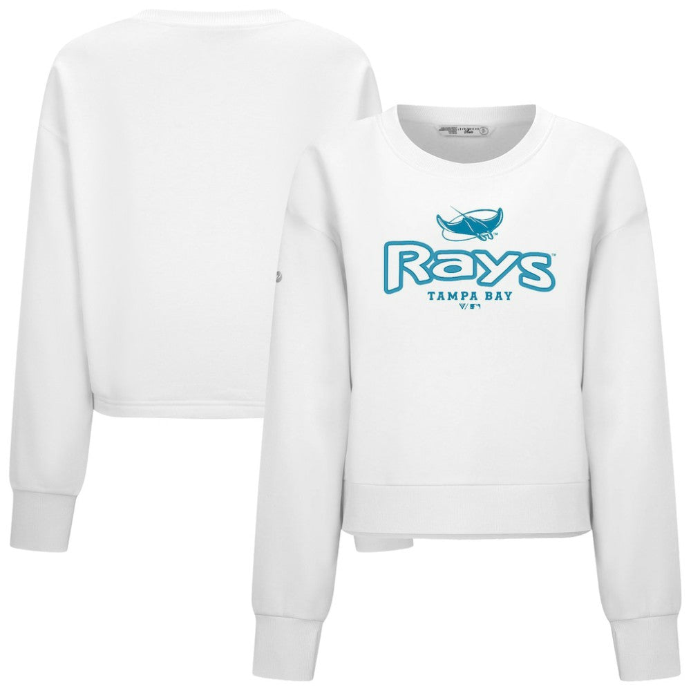 Tampa Bay Rays Levelwear Women's Judd Cornerstone Cropped Sweatshirt - White