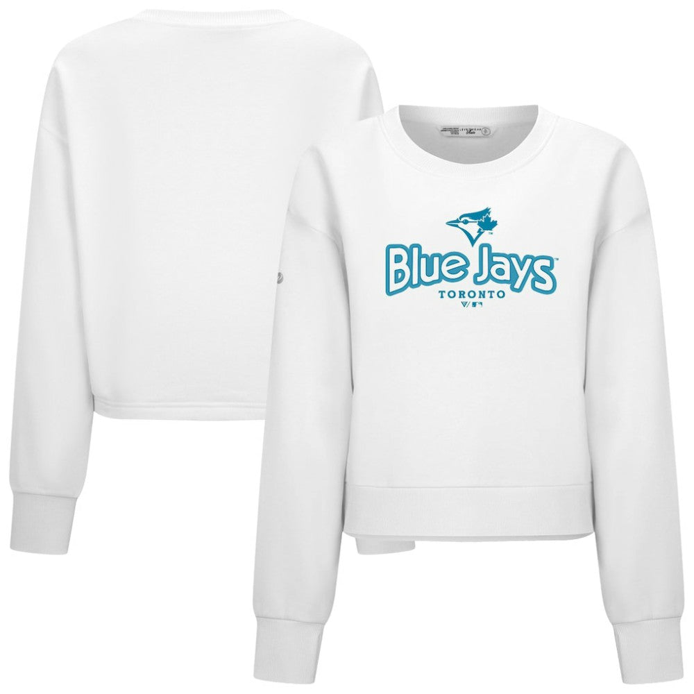Toronto Blue Jays Levelwear Women's Judd Cornerstone Cropped Sweatshirt - White