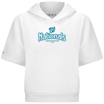 Washington Nationals Levelwear Women's Amber Short Sleeve Cornerstone Hoodie - White