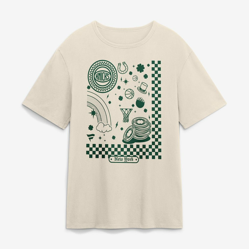 New York Knicks St. Patrick's Day Charms T-Shirt - Cream sale