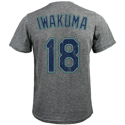 Hisashi Iwakuma Seattle Mariners Majestic Threads Premium Tri-Blend Name & Number T-Shirt - Gray