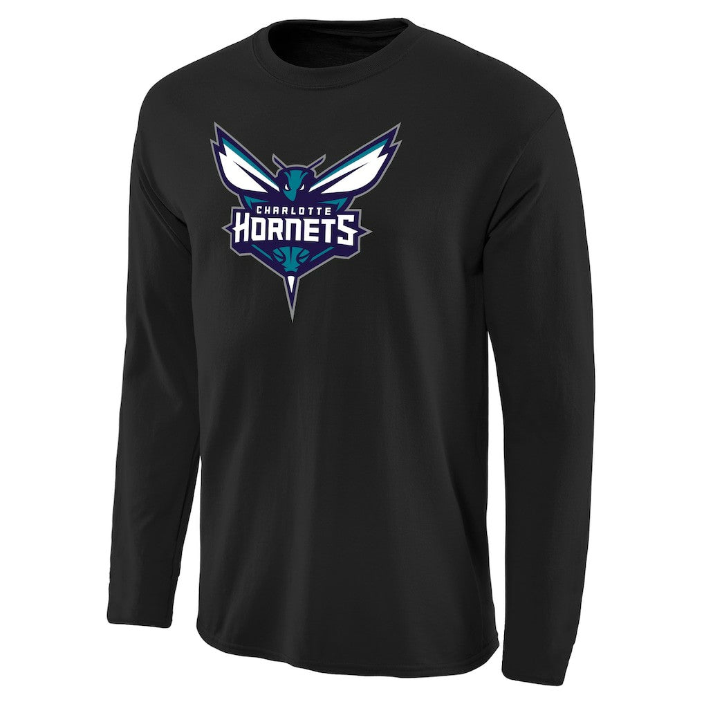 Charlotte Hornets Primary Logo Long Sleeve T-Shirt - Black discount