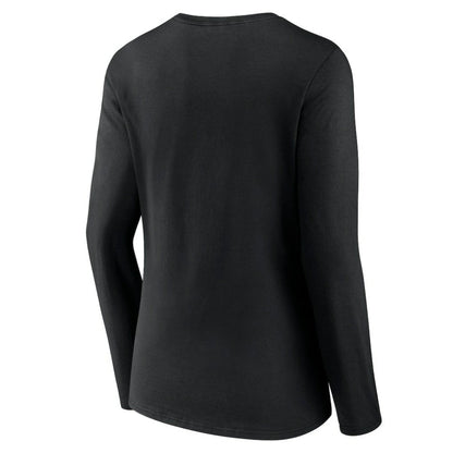 Colorado Rockies Women's Team Color Primary Logo V-Neck Long Sleeve T-Shirt - Black