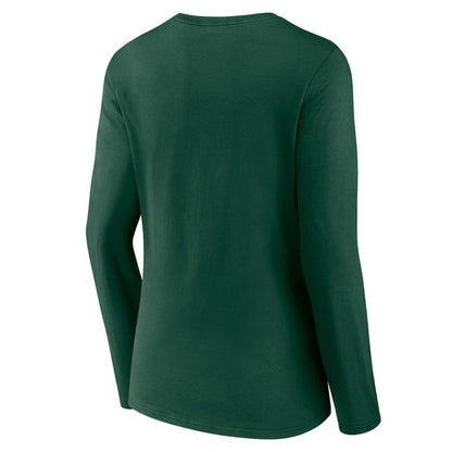 Athletics Women's Team Color Primary Logo V-Neck Long Sleeve T-Shirt - Green