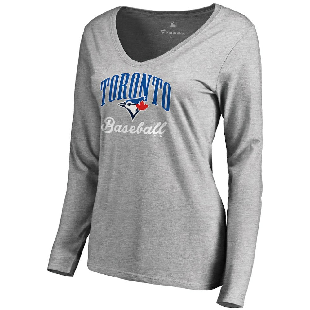 Toronto Blue Jays Women's Victory Script Long Sleeve T-Shirt - Ash