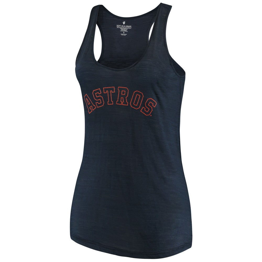 Houston Astros Soft as a Grape Women's Plus Size Swing for the Fences Racerback Tank Top - Navy