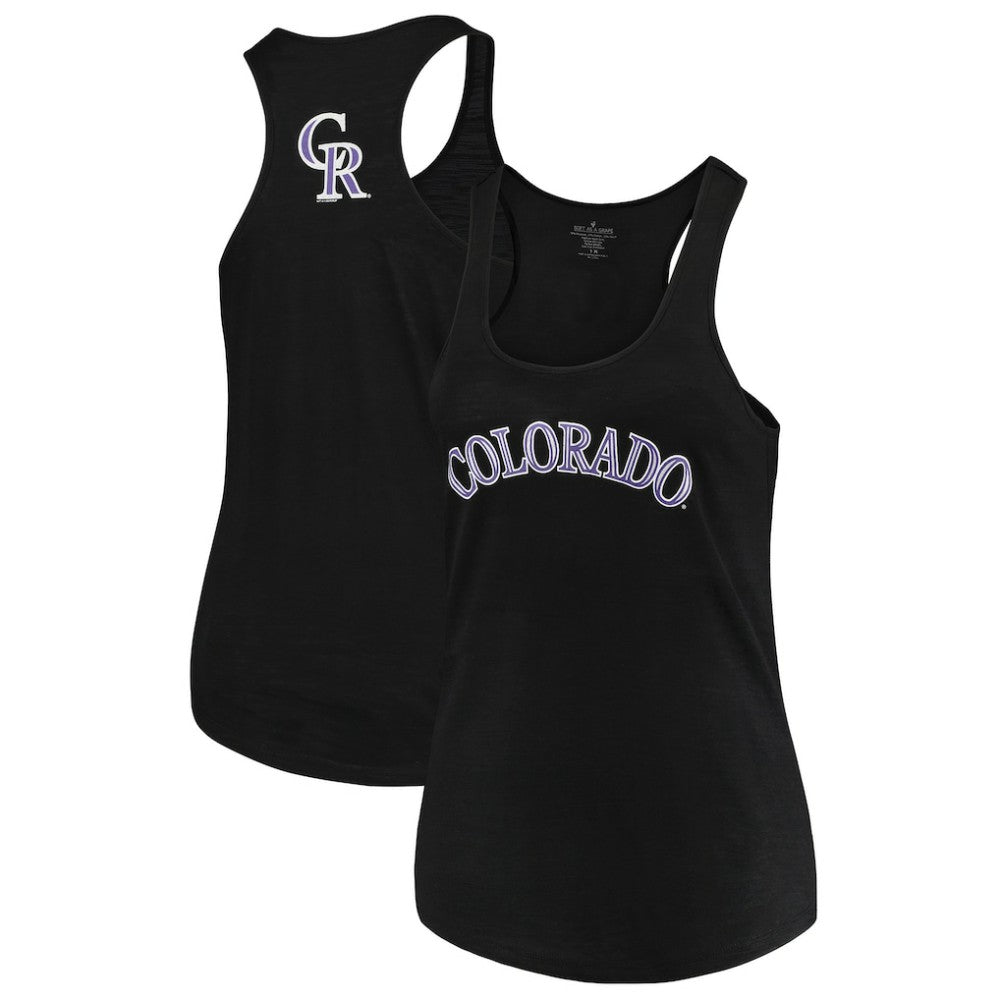 Colorado Rockies Soft as a Grape Women's Plus Size Swing for the Fences Racerback Tank Top - Black
