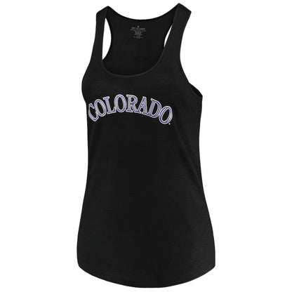 Colorado Rockies Soft as a Grape Women's Plus Size Swing for the Fences Racerback Tank Top - Black