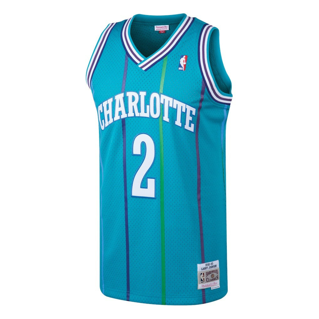 Larry Johnson Charlotte Hornets 1992/93 Hardwood Classics Swingman Jersey - Teal | Mitchell & Ness cheap