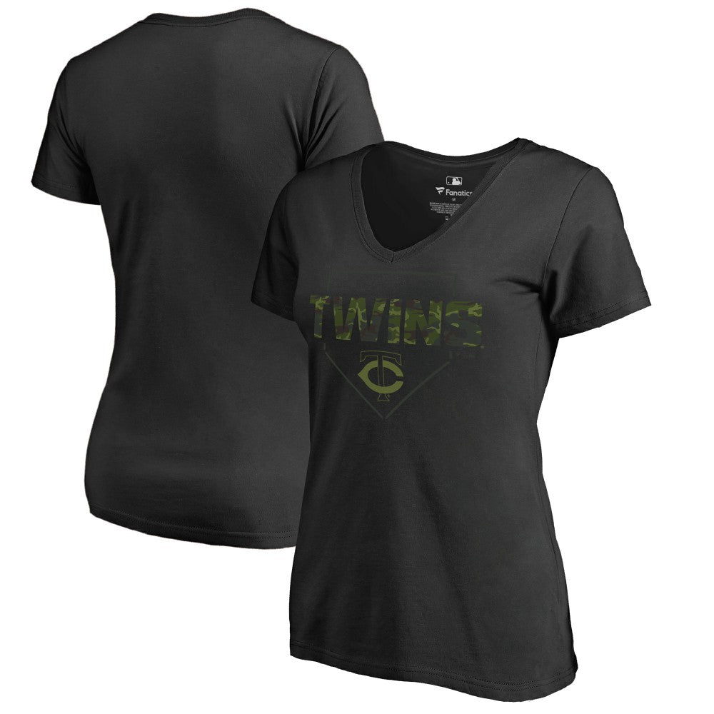 Minnesota Twins Women's Camo T-Shirt - Black