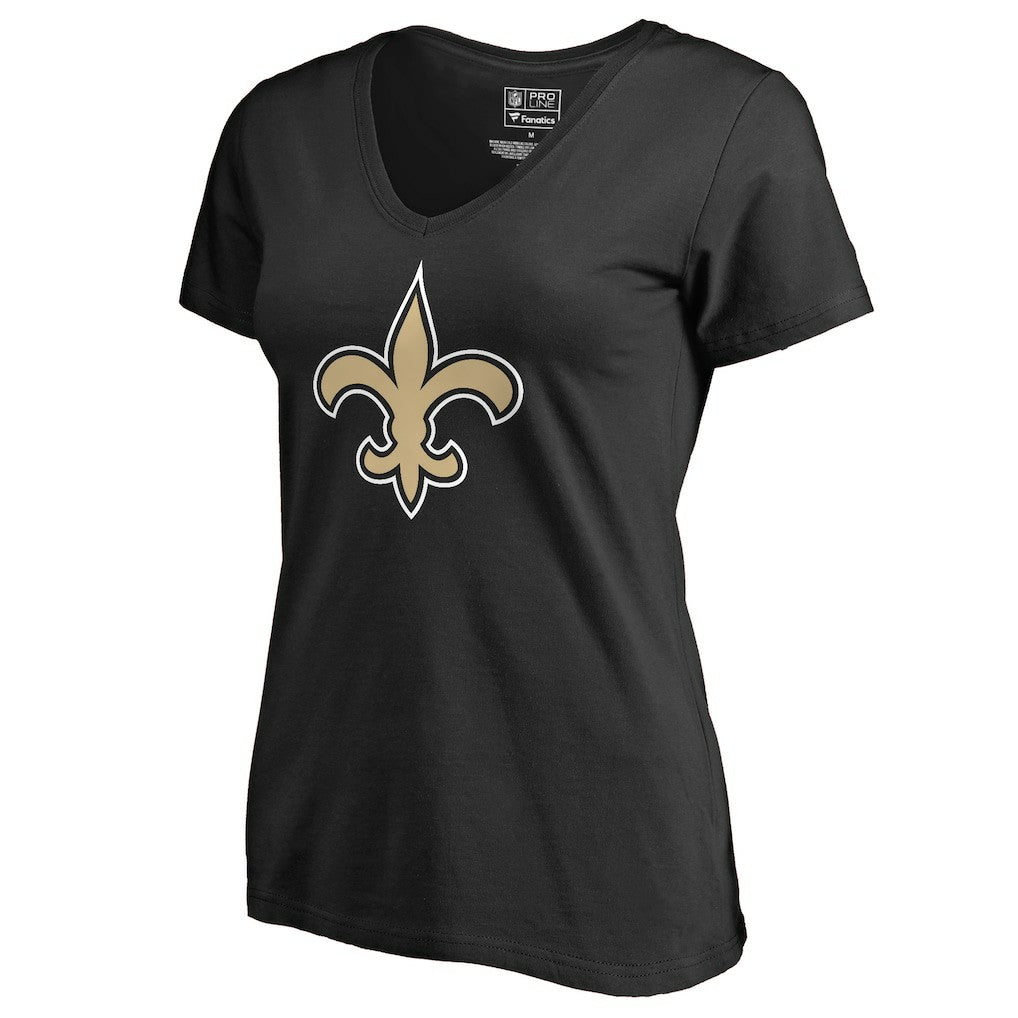 New Orleans Saints Women's Primary Team Logo V-Neck T-Shirt - Black outlet