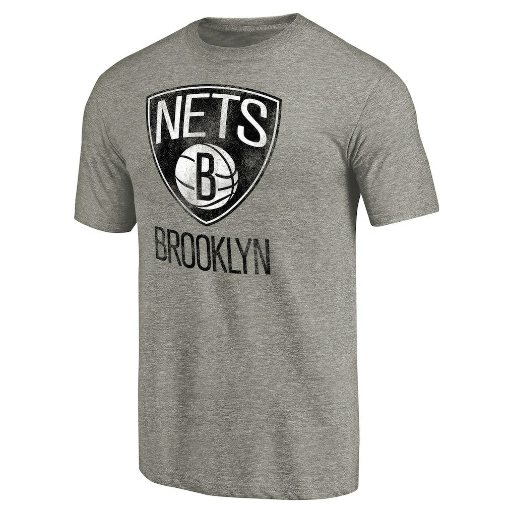 Brooklyn Nets Distressed Team Logo Tri-Blend T-Shirt - Heather Gray cheap