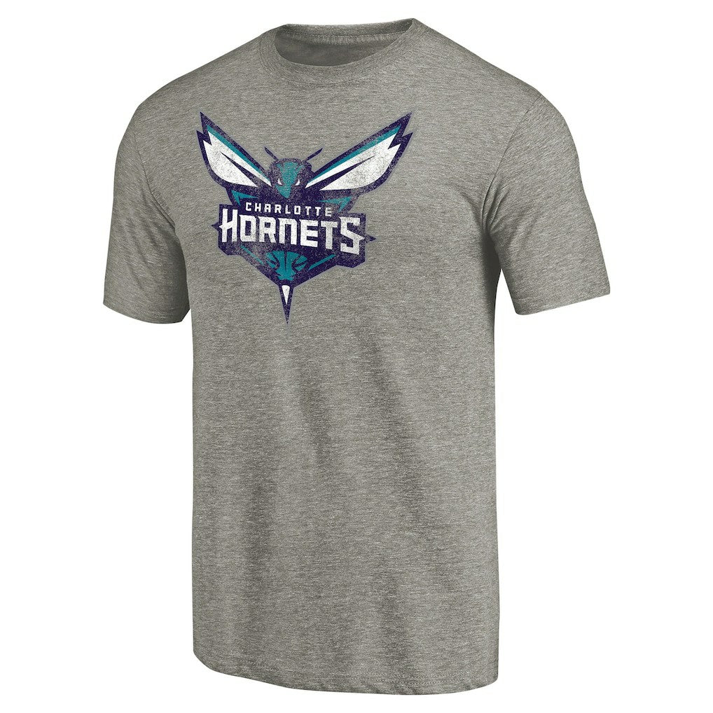 Charlotte Hornets Distressed Team Logo Tri-Blend T-Shirt - Heather Gray outlet