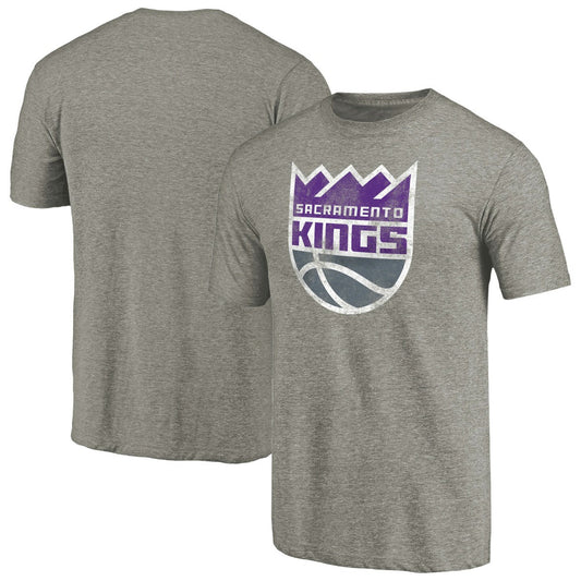 Sacramento Kings Distressed Team Logo Tri-Blend T-Shirt - Heather Gray cheap