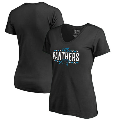 Carolina Panthers Women's Arriba V-Neck T-Shirt - Black cheap