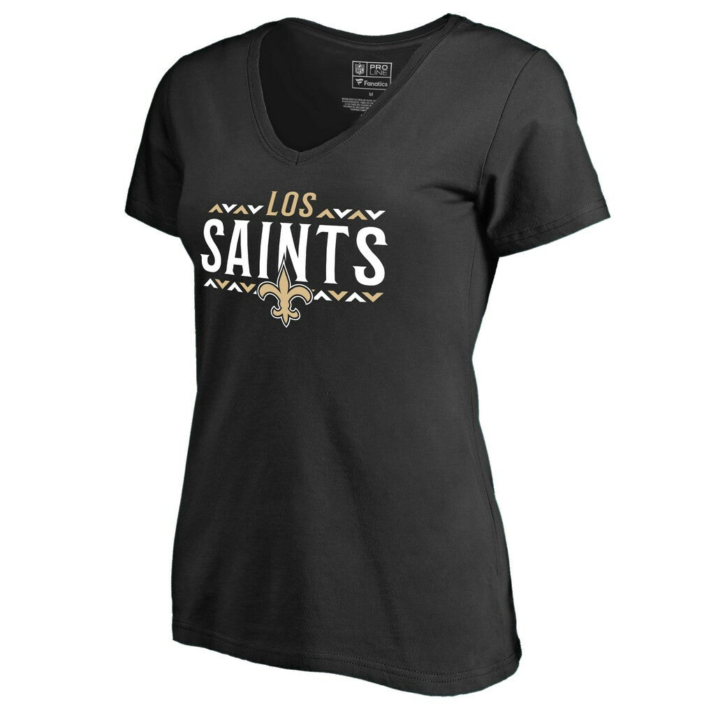 New Orleans Saints Women's Arriba V-Neck T-Shirt - Black for sale