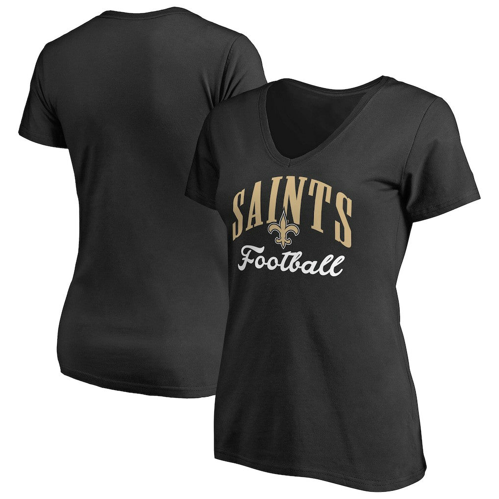 New Orleans Saints Women's Victory Script V-Neck T-Shirt -Black for sale