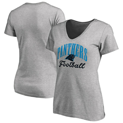 Carolina Panthers Women's Victory Script V-Neck T-Shirt - Heather Gray sale