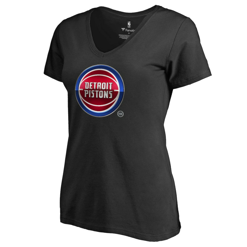 Detroit Pistons Women's Midnight Mascot V-Neck T-Shirt sale - Black on sale