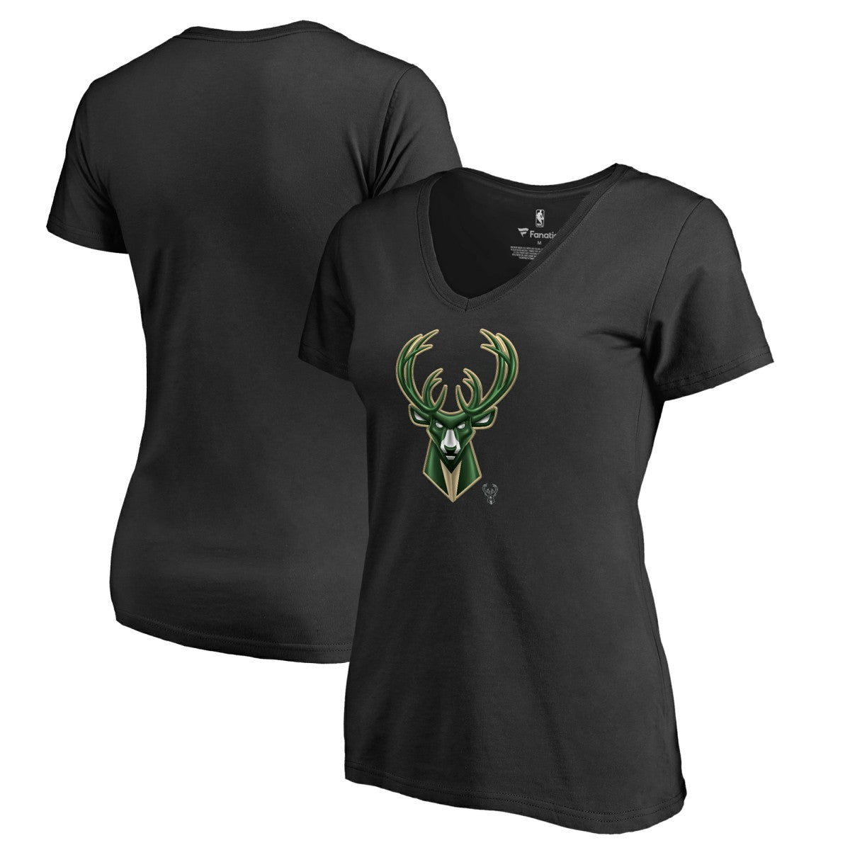 Milwaukee Bucks Women's Midnight Mascot V-Neck T-Shirt - Black sale