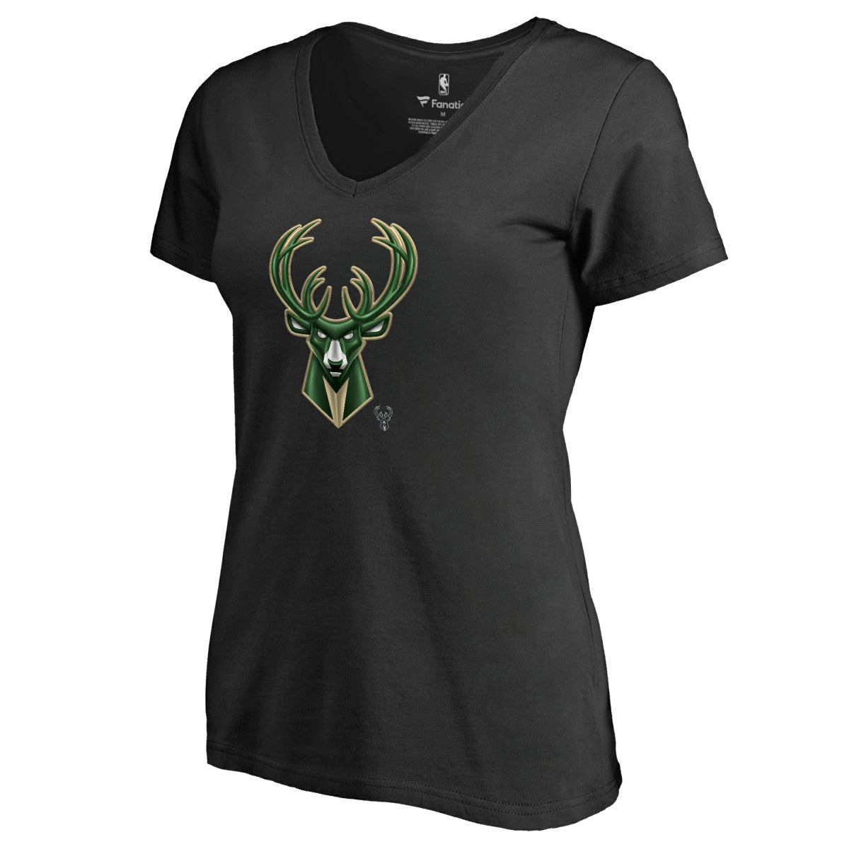 Milwaukee Bucks Women's Midnight Mascot V-Neck T-Shirt - Black sale