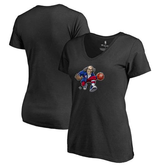 Philadelphia 76ers Women's Midnight Mascot V-Neck T-Shirt - Black cheap