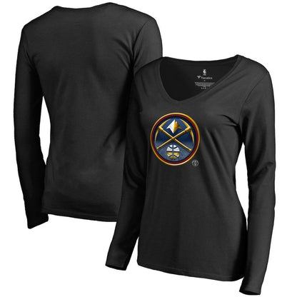 Denver Nuggets Women's Midnight Mascot Long Sleeve V-Neck T-Shirt sale - Black sale