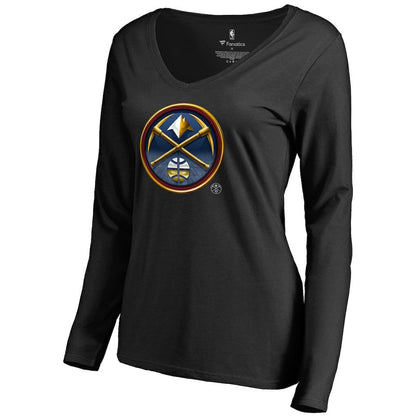 Denver Nuggets Women's Midnight Mascot Long Sleeve V-Neck T-Shirt sale - Black sale