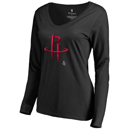 Houston Rockets Women's Midnight Mascot Long Sleeve V-Neck T-Shirt - Black online