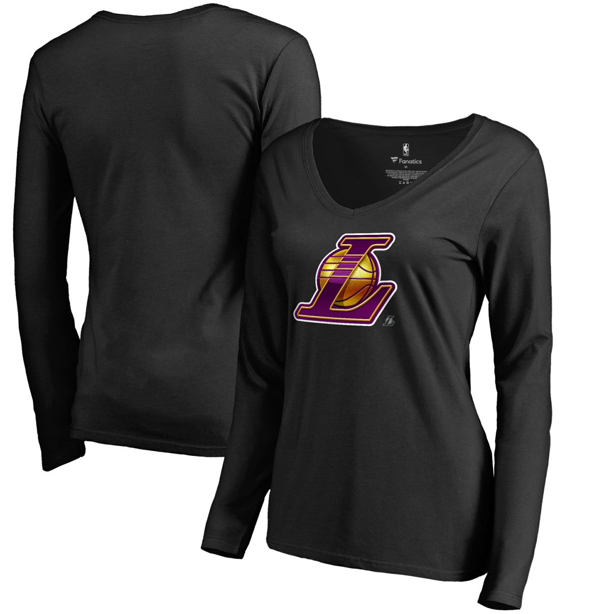 Los Angeles Lakers Women's Midnight Mascot Long Sleeve V-Neck T-Shirt - Black for sale