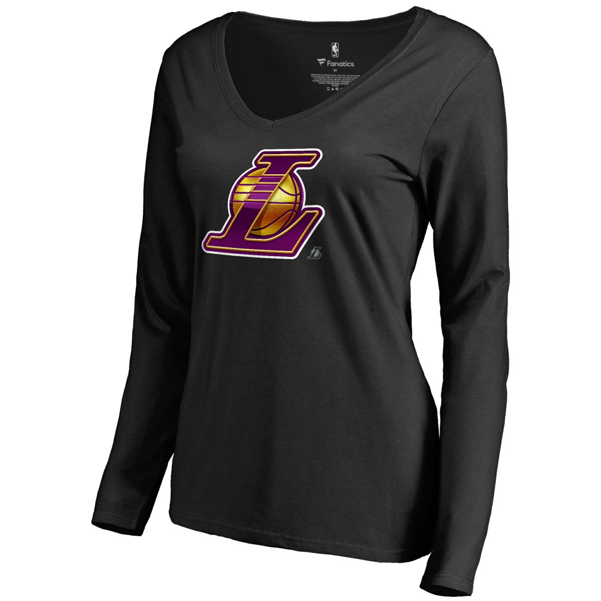 Los Angeles Lakers Women's Midnight Mascot Long Sleeve V-Neck T-Shirt - Black for sale