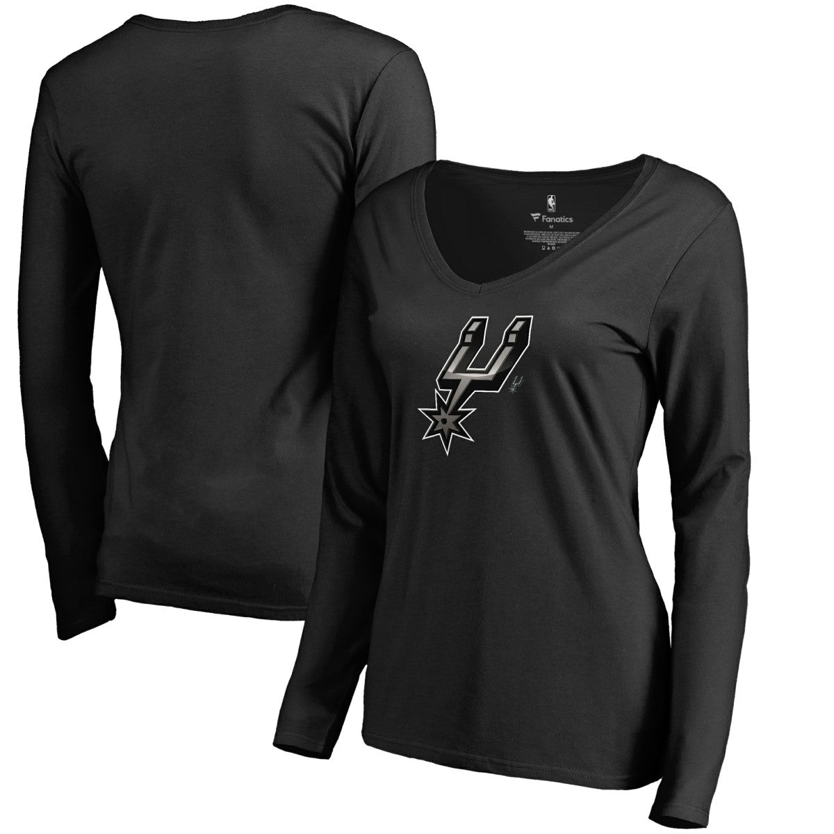 San Antonio Spurs Women's Midnight Mascot Long Sleeve V-Neck T-Shirt - Black outlet