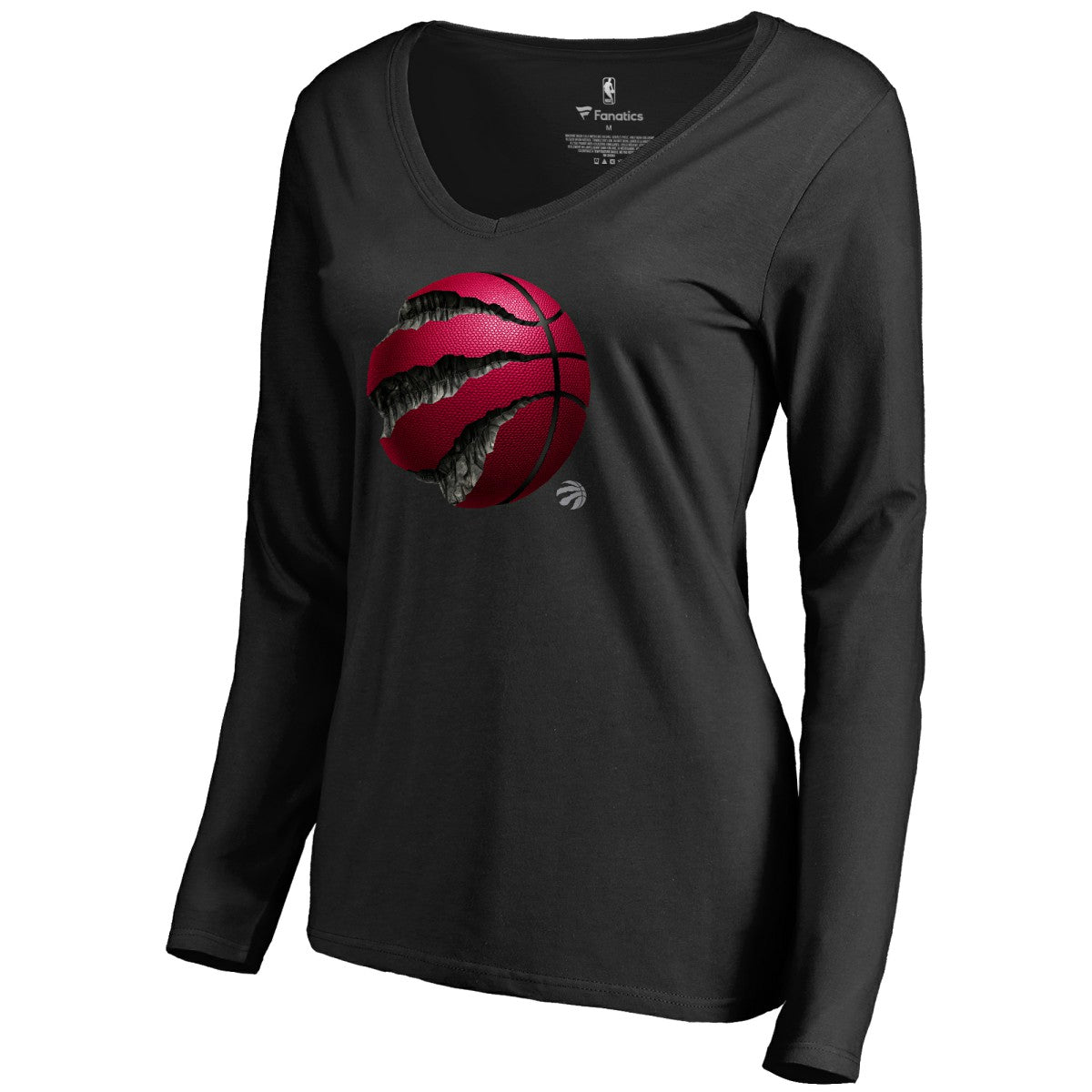Toronto Raptors Women's Midnight Mascot Long Sleeve V-Neck T-Shirt - Black cheap