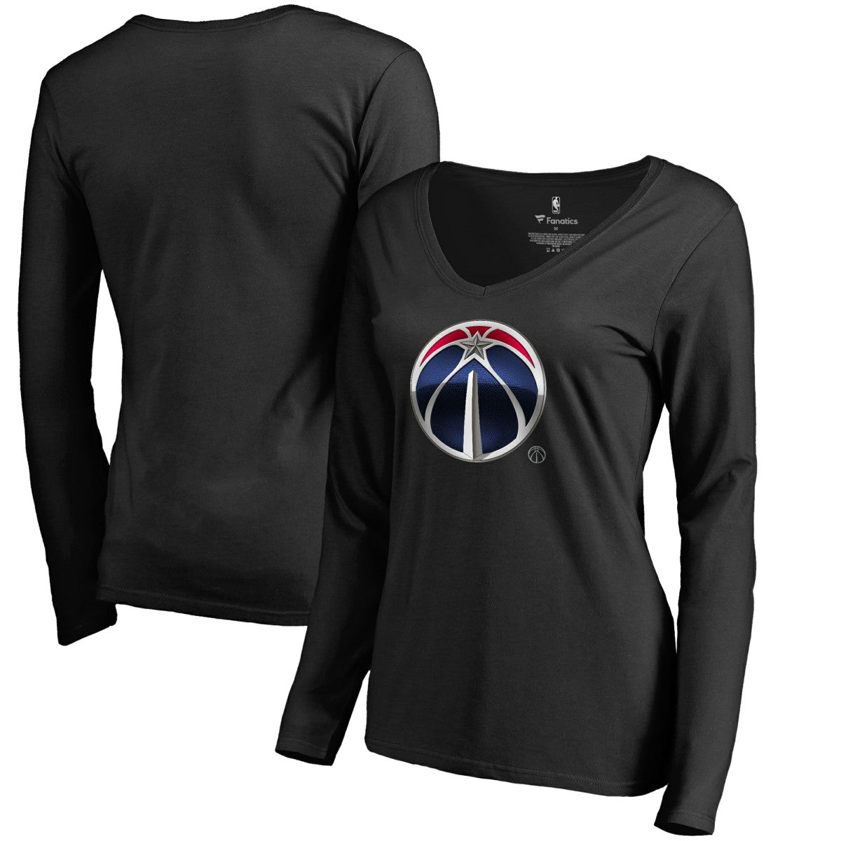 Washington Wizards Women's Midnight Mascot Long Sleeve V-Neck T-Shirt - Black for sale