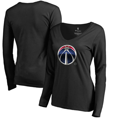 Washington Wizards Women's Midnight Mascot Long Sleeve V-Neck T-Shirt - Black for sale