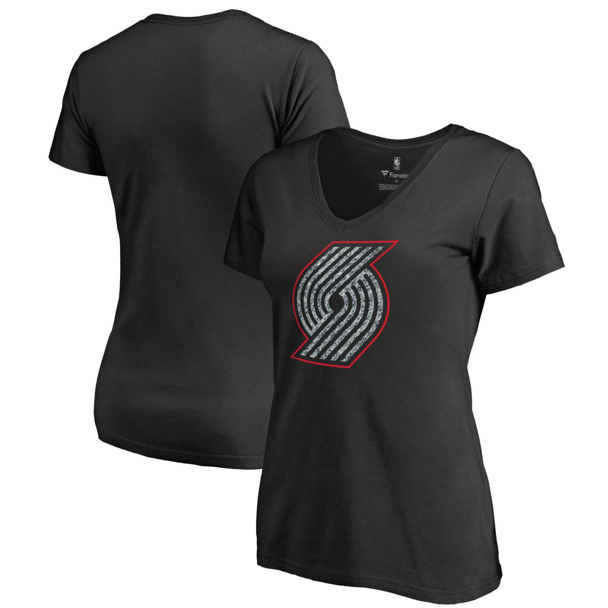 Portland Trail Blazers Women's Static Logo V-Neck T-Shirt - Black shop