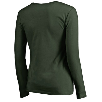 Athletics Women's Splatter Logo Long Sleeve V-Neck T-Shirt - Green