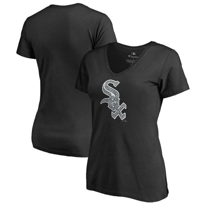 Chicago White Sox Women's Static Logo V-Neck T-Shirt - Black