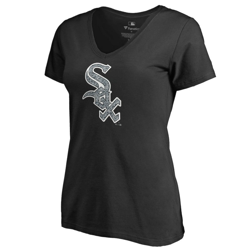 Chicago White Sox Women's Static Logo V-Neck T-Shirt - Black