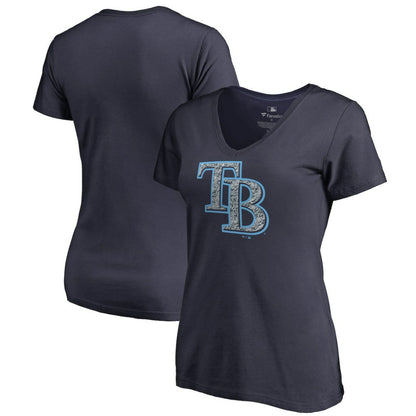 Tampa Bay Rays Women's Static Logo V-Neck T-Shirt - Navy