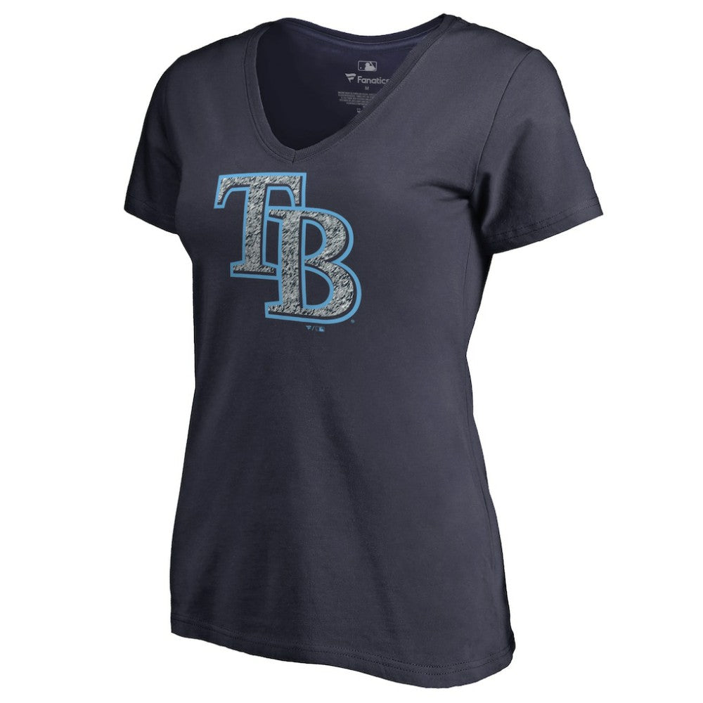 Tampa Bay Rays Women's Static Logo V-Neck T-Shirt - Navy