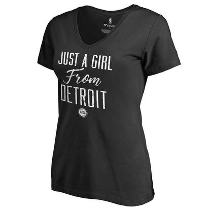 Detroit Pistons Women's Just a Girl V-Neck T-Shirt sale - Black for sale